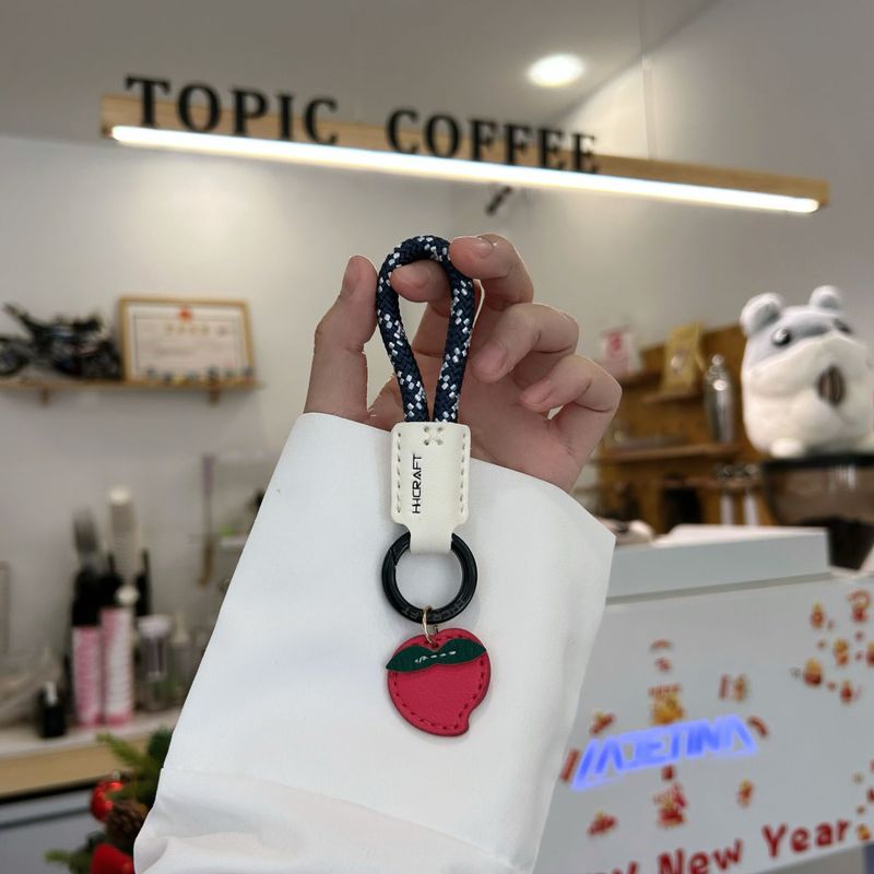 Genuine Cowhide Braided Rope Keychain Pendant High Quality Car Keychain Ring Men And Women Hand Rope School Bag Pendant_autovado.com