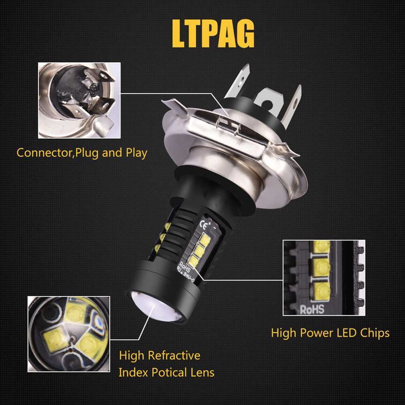 Yuanmheng 2Pcs H4 9003 60W 6000K Car Vehicle LED Headlight High Low Beam Fog Lamp Bulb_autovado.com