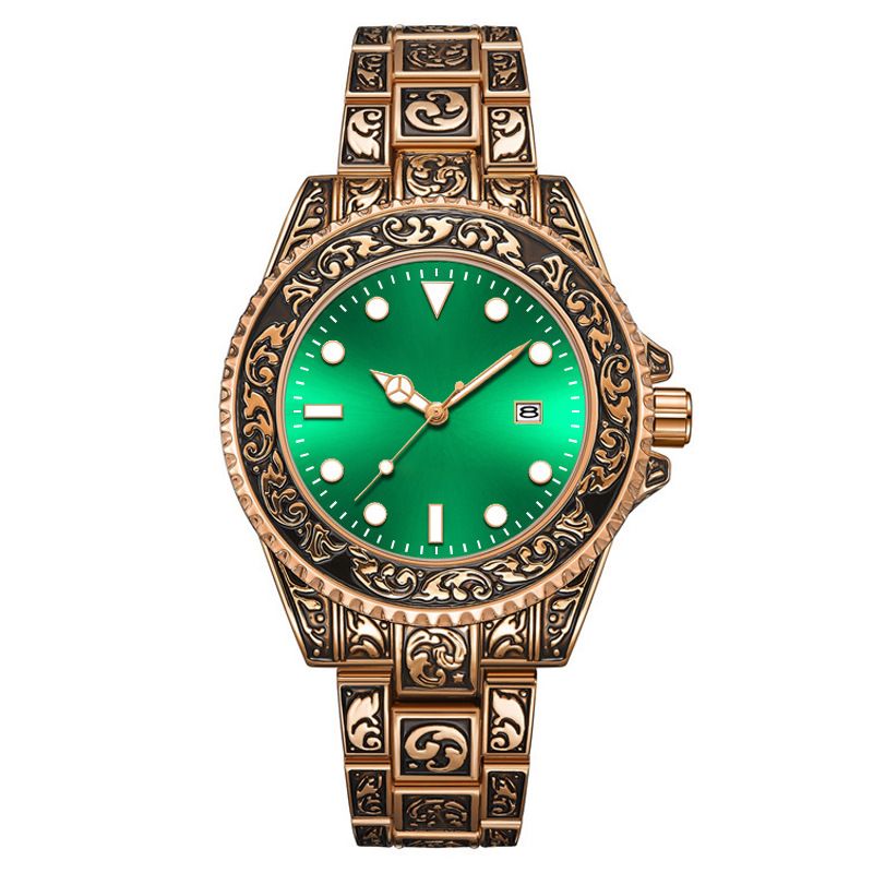 Fashion New luminous calendar men's watches men's watches retro carved art watches_autovado.com