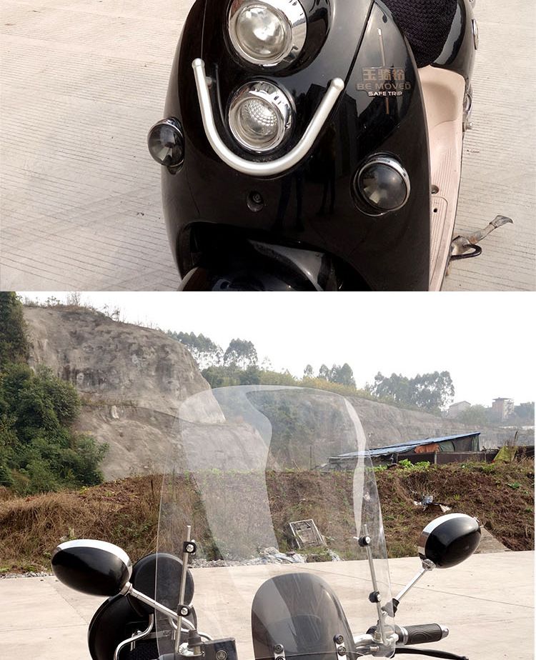 Lingying Large PC Electric Scooter Front Windshield Transparent HD Motorcycle Windscreen Suitable For All Seasons_autovado.com