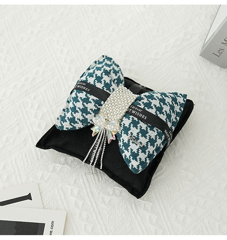 Thousand Bird Grid Double Layer Butterfly Knot Pearl Car Ornament Removing Odor Activated Charcoal Bag Instrument Panel_autovado.com