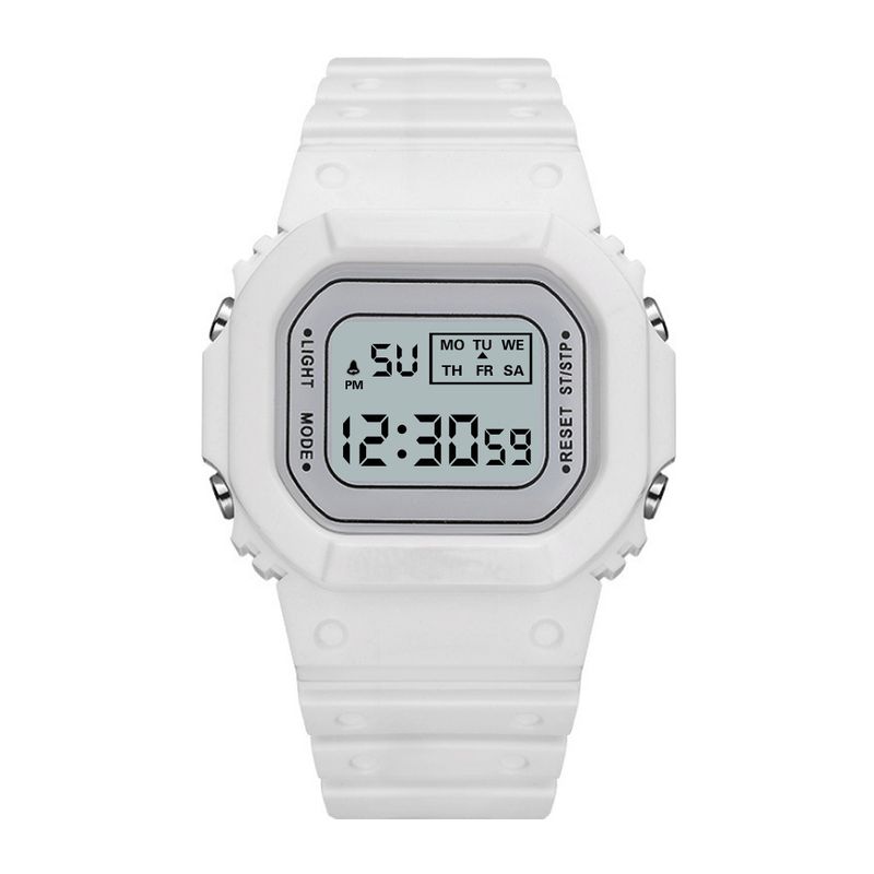 Matcha Green Solid Color Square Watch Student Youth Outdoor Sports Waterproof Multi-function LED Electronic Watch_autovado.com