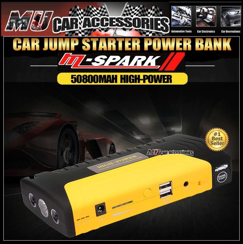 M-Spark High Booster 50800mAh Power Bank Car Jump Starter Battery Emergency Parking Light LED_autovado.com