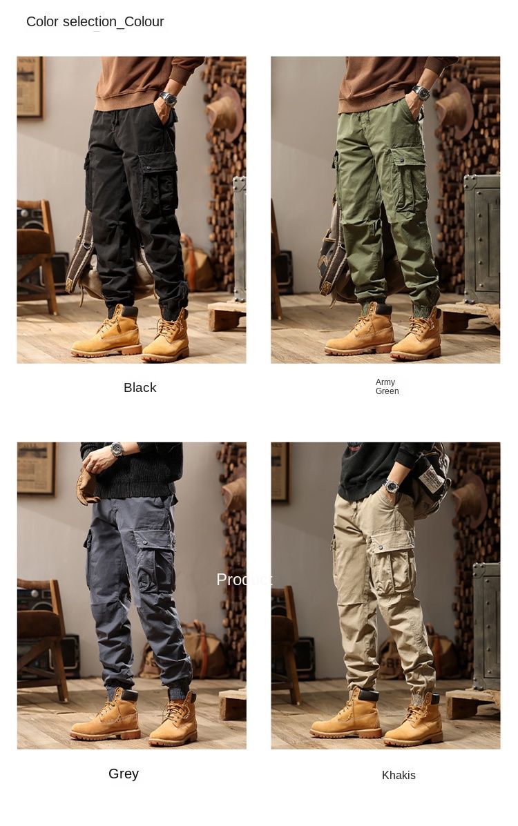 Japanese retro design overalls trousers casual trousers men's 2024 new versatile simple high street fashion loose_autovado.com