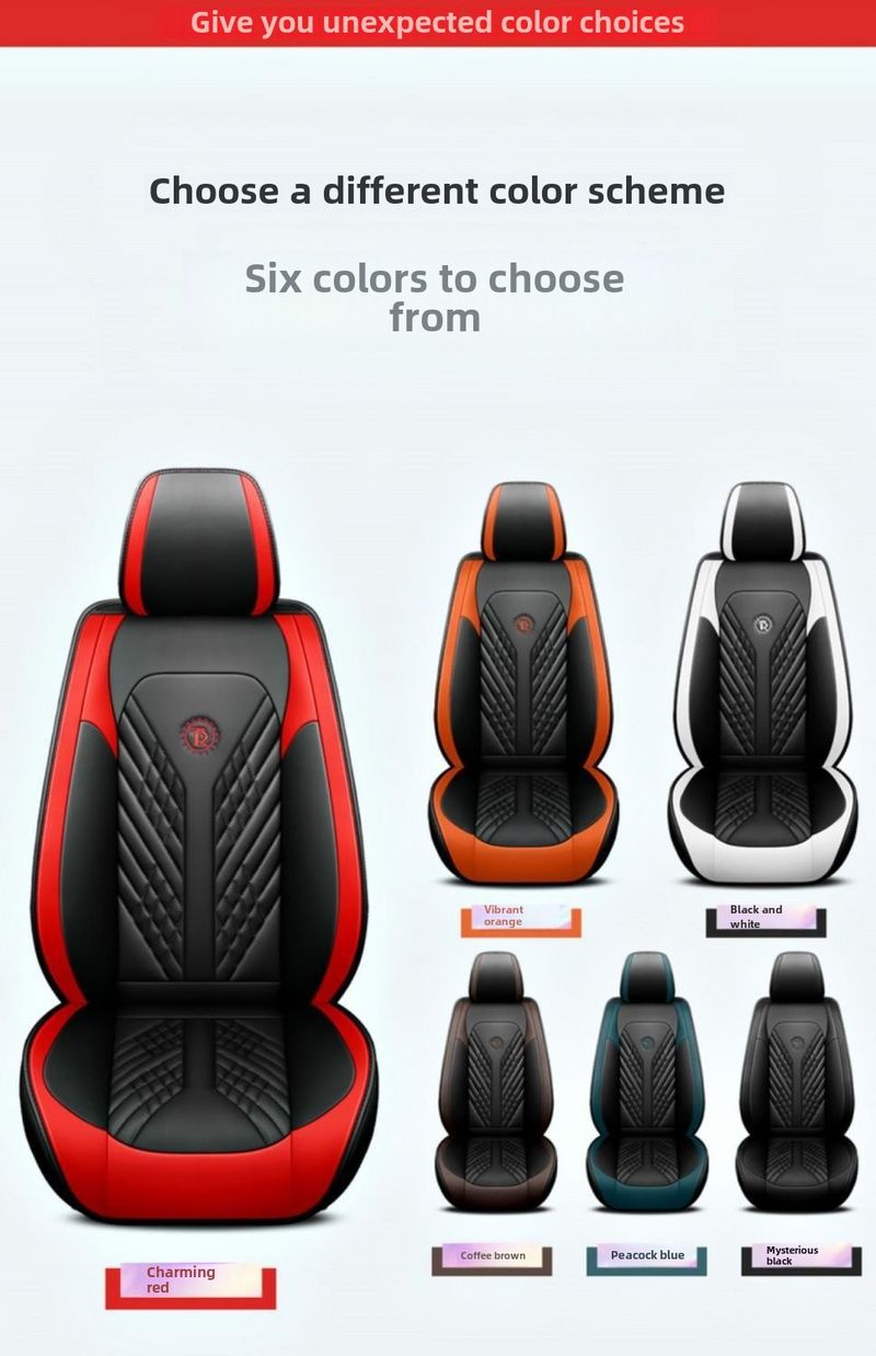 Fashion Sports Car Cushion Four Seasons Universal Full Surrounding High-end Leather Seat Cover Black and White Cushion Light Luxury Seat Cover_autovado.com