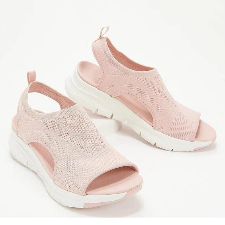 Women's fashion large size flying woven wedge casual sandals fish mouth breathable summer sports sandals_autovado.com