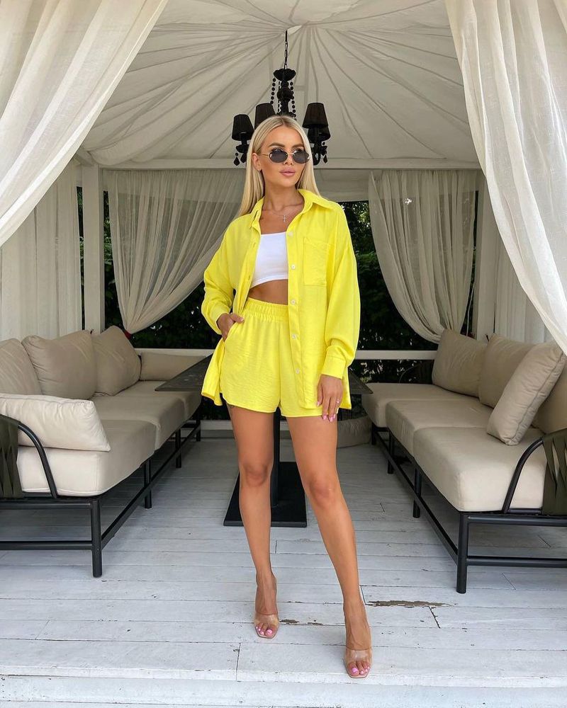Women's Clothing ladies long-sleeved shorts loose casual women's clothing two-piece suit_autovado.com