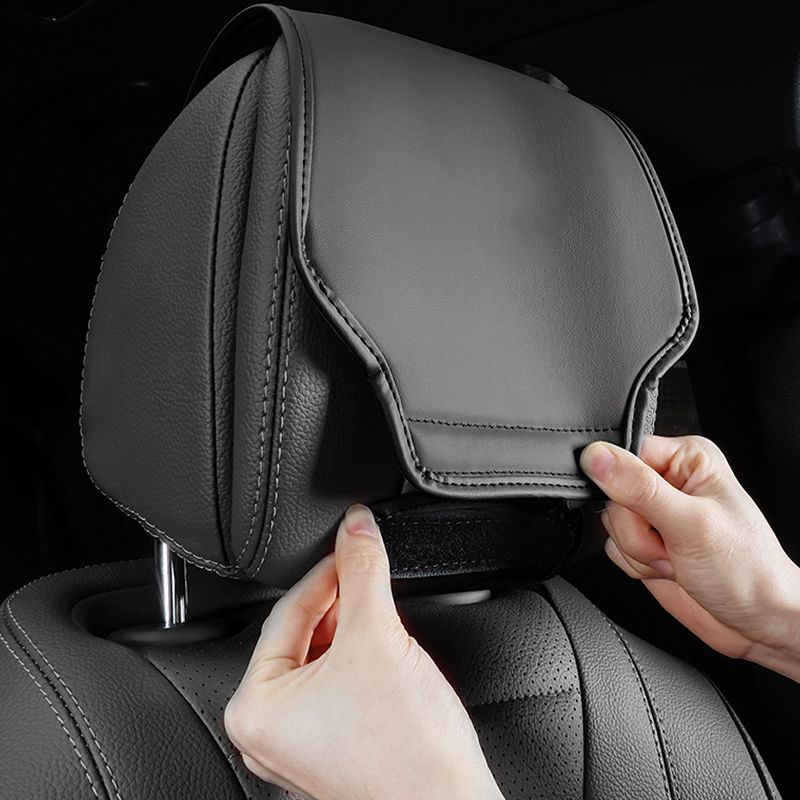 SEAMETAL Headrest Premium Leatherette Seat Pillow Case Dustproof Neck Support Protector Cover For Car Accessories_autovado.com