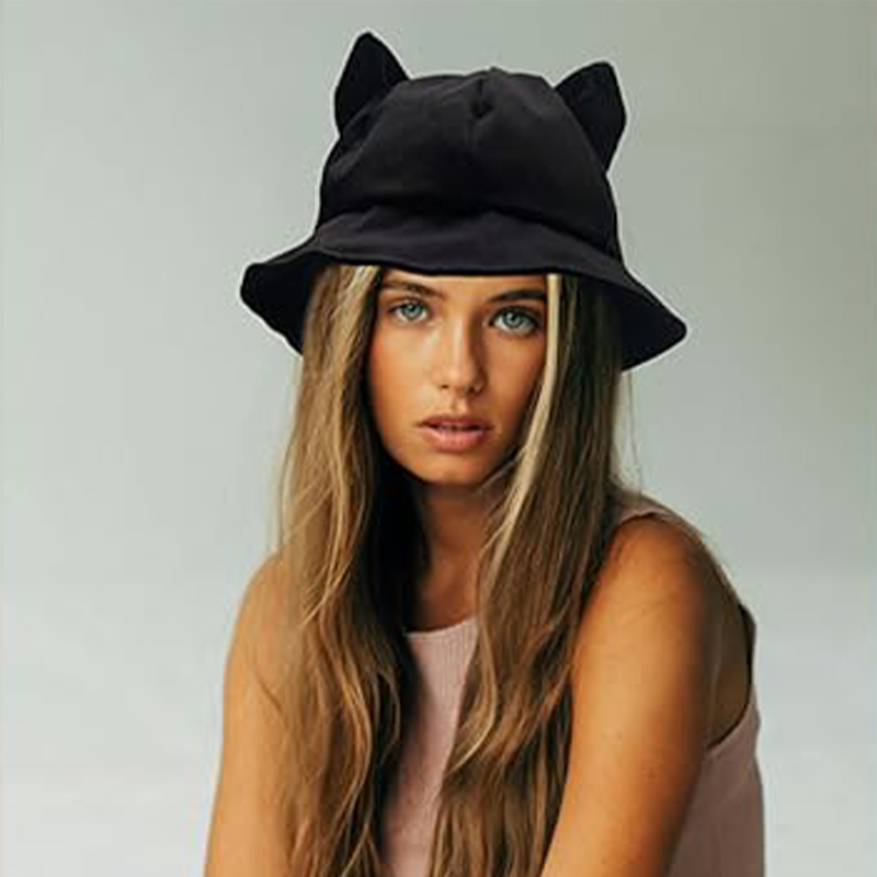 Hot Sale Women Cute Cat Ears Bucket Hat Summer Spring UV Protect Sunshade Foldable Fisherman Panama Y2K Hip-Hop Street Caps Girls_autovado.com
