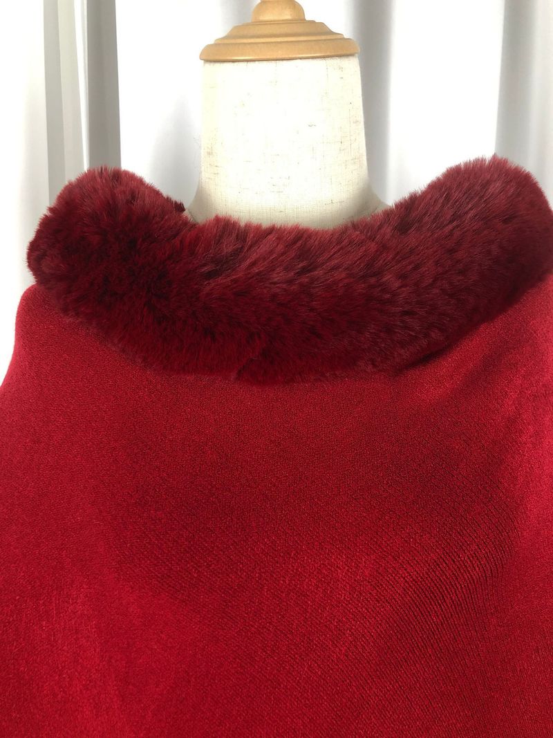 Women's Clothing 2023 autumn and winter new women's clothing shawl tassel cape fur collar pullover sweater women_autovado.com