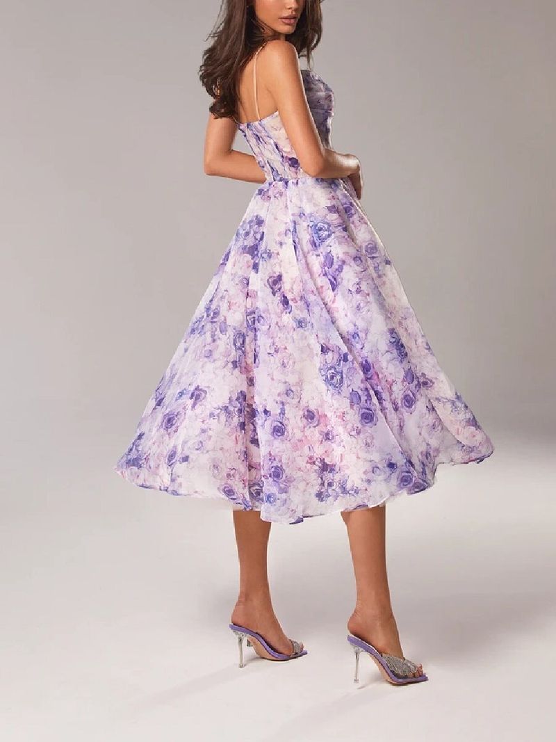 Women's Summer Strapless Sleeveless Printed Hem Dress_autovado.com
