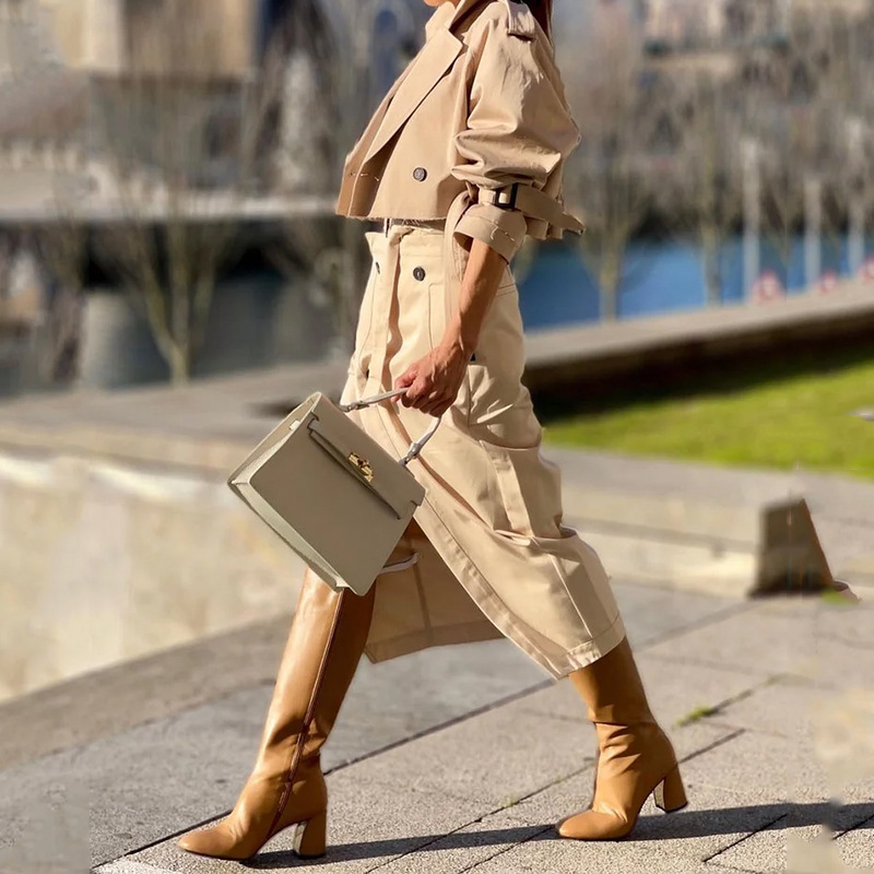 Women's Clothing New Versatile Casual Workwear Temperament Button Belt Suit Skirt_autovado.com