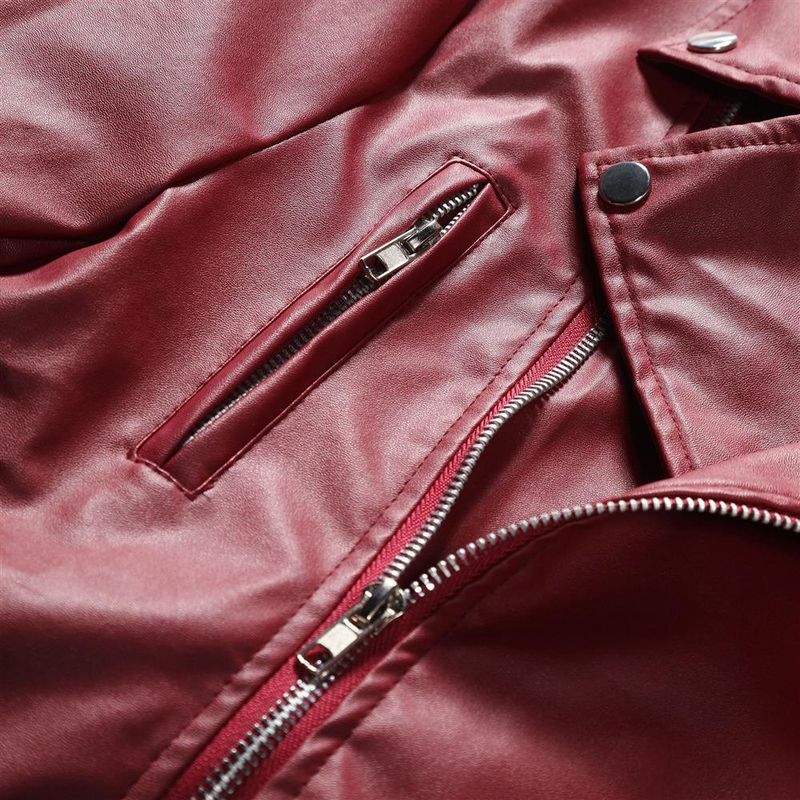 Men's PU Leather Jacket Men's Stand Collar Punk Motorcycle Leather Jacket_autovado.com