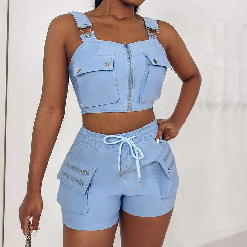 Women's Clothing suspender vest + shorts set_autovado.com