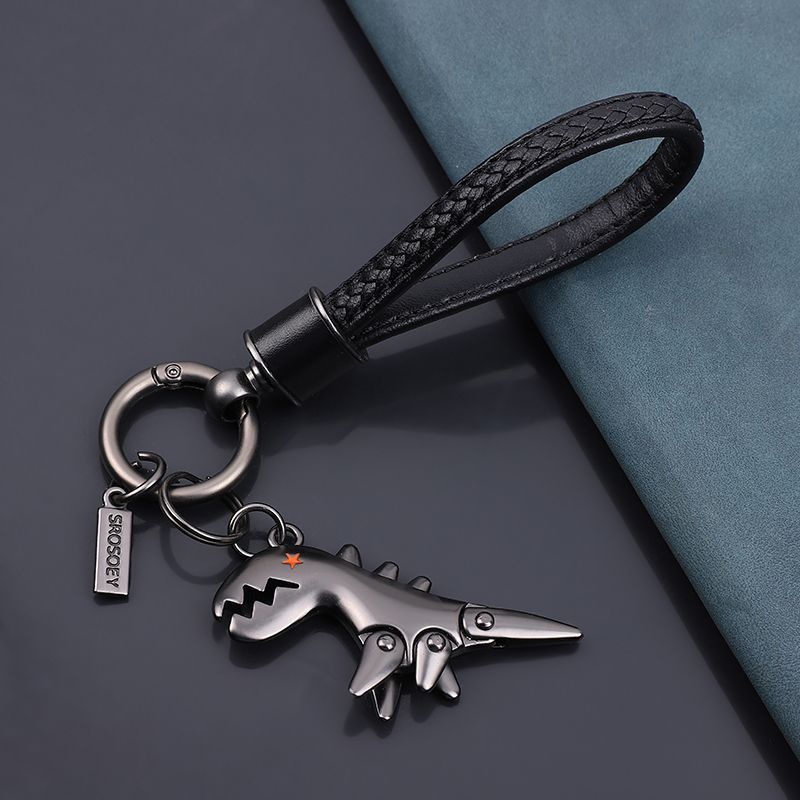 Cow Leather Keychain Internet Celebrity Little Dinosaur Pendant Cute Cartoon Car Key Chain Pendant Creative Gift For Women_autovado.com