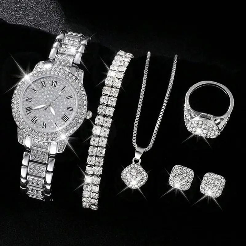 Women's watch five-piece set diamond women's watch ladies fashion Roman quartz watch wristwatch_autovado.com