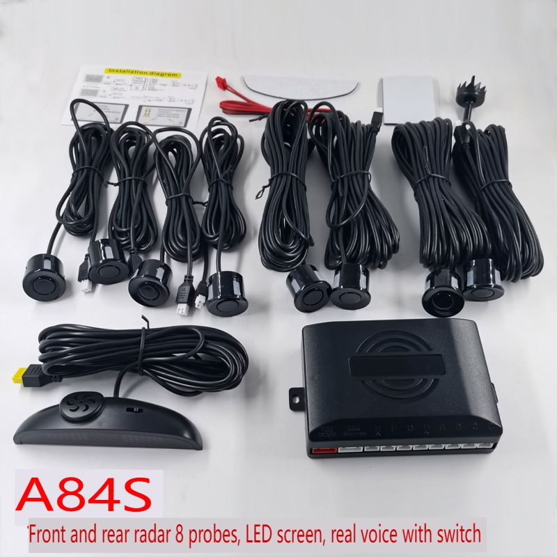 8-Sensor LED Parking Radar System With Voice Alerts & Crescent Display - Universal Front/Rear Bumper Parking Assistant For Cars/SUVs/Trucks_autovado.com