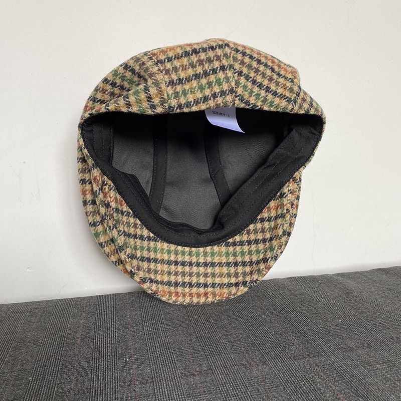 Hot Sale Classic Plaid Stripe Newsboy Cap for Men Women Winter Wool Flat Ivy Vintage Gatsbay Hat Irish Outdoor Cabbie Beret BJM94_autovado.com