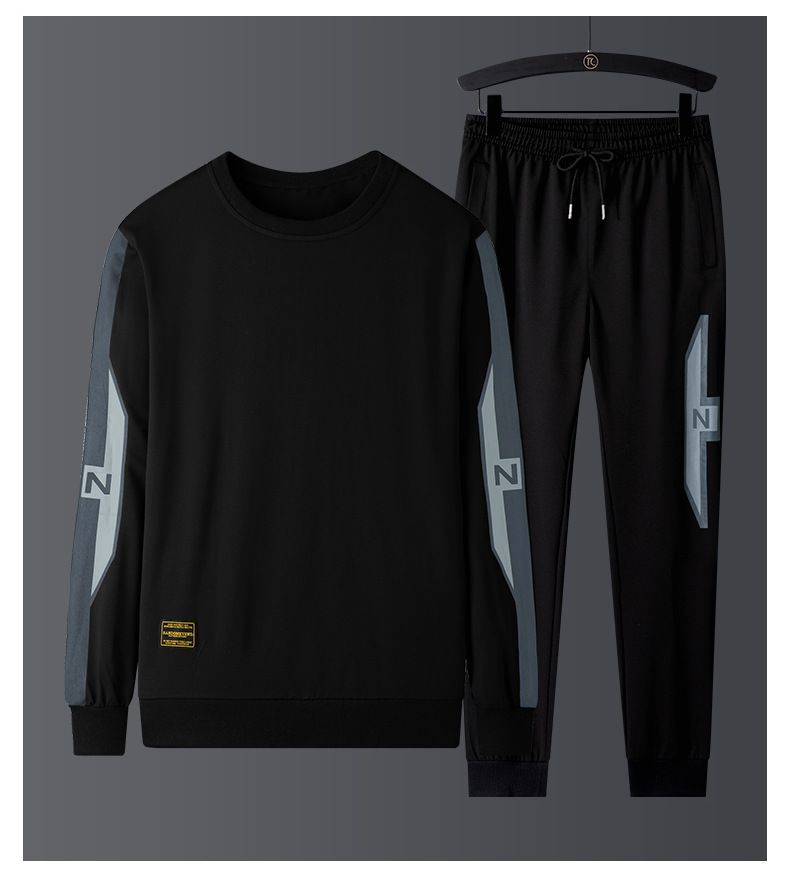 Men's Clothing Autumn Large Size Sweatshirt Men's Round Neck Casual Suit Sports Running Two piece Set Pullover Long Sleeve Men's Sweatpants_autovado.com