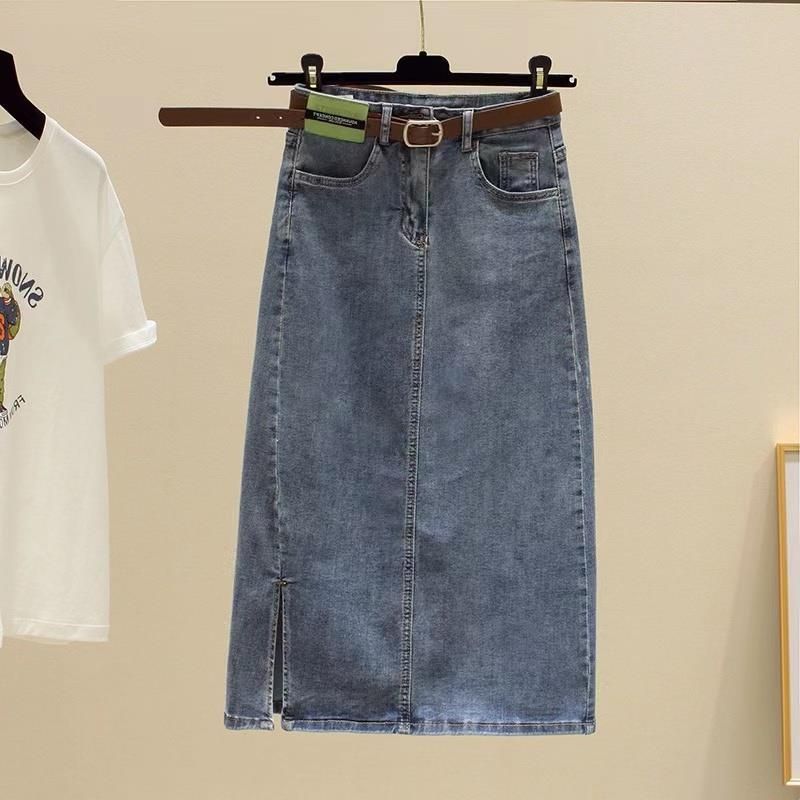 Women's Clothing Summer suit new striped shirt with high waist denim skirt two piece suit_autovado.com