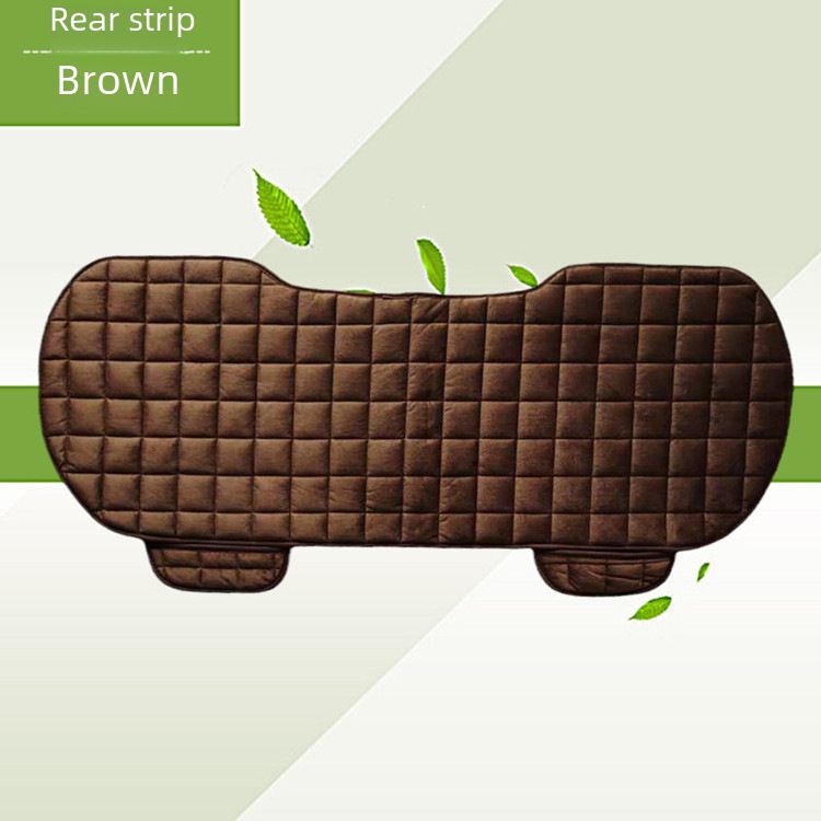 Winter car seat cushion no backrest square embroidered plush tie-free warm three-piece front and rear row single seat cushion_autovado.com