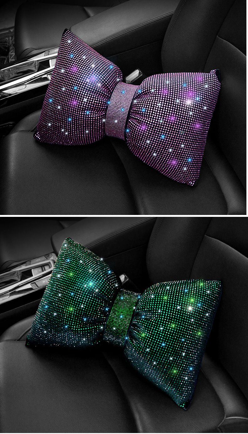 Car supplies wholesale car neck pillow pillow pillow female multicolor full diamond car headrest waist_autovado.com