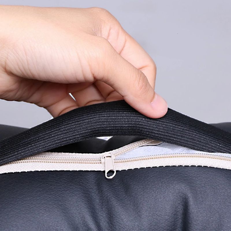 2Pcs PU Leather Knitted Car Pillows Headrest Neck Rest Cushion Support Seat Accessories Auto Black Safety Pillow_autovado.com