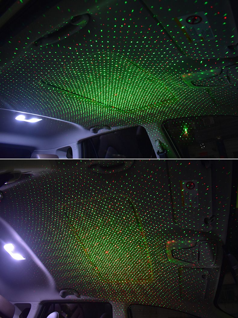 Dual color starry sky USB ambient interior projection light, car roof full of stars, laser rhythm light_autovado.com