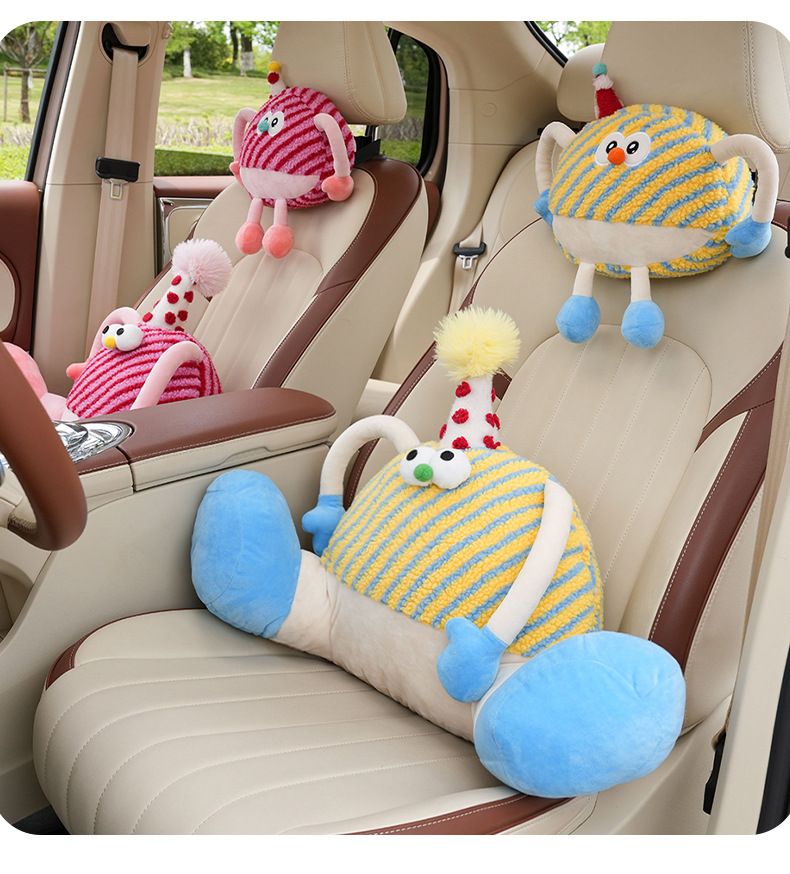 Cute Lumbar Support Cartoon Creative Monster Comfortable Car Headrest Neck Pillow Interior Accessories For Women_autovado.com
