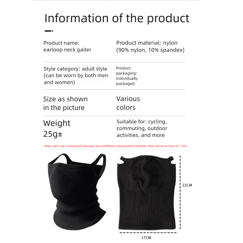 Winter Mountaineering Cold-Proof For Women, Electric Bike Riding Warm Neck Gaiter, Nylon Seamless Ear-Hanging Face_autovado.com