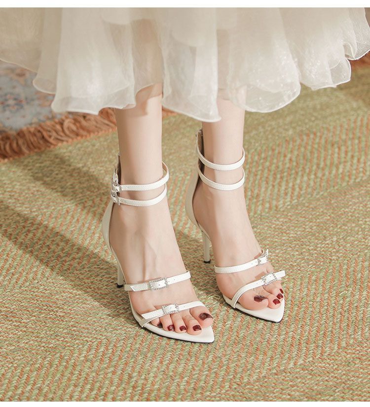 Women's fashion line with thin heel medium heel everything simple fairy high heel sandals_autovado.com