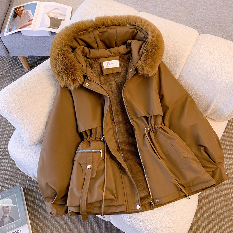 Women's Winter Jacket Fashionable and Versatile Plus Velvet Thick Fur All-in-One Jacket_autovado.com