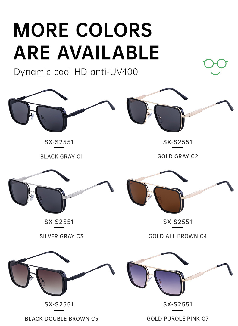 2024 New European and American Retro Punk Style Sunglasses Men's Sun Protection Square Frame Sunglasses Men's Cross-Border Wholesale Shades_autovado.com