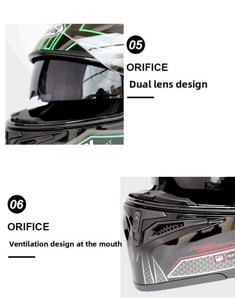 CoolQibao Electric Bluetooth Dual Lens Full Face Motorcycle Helmet With FM_autovado.com
