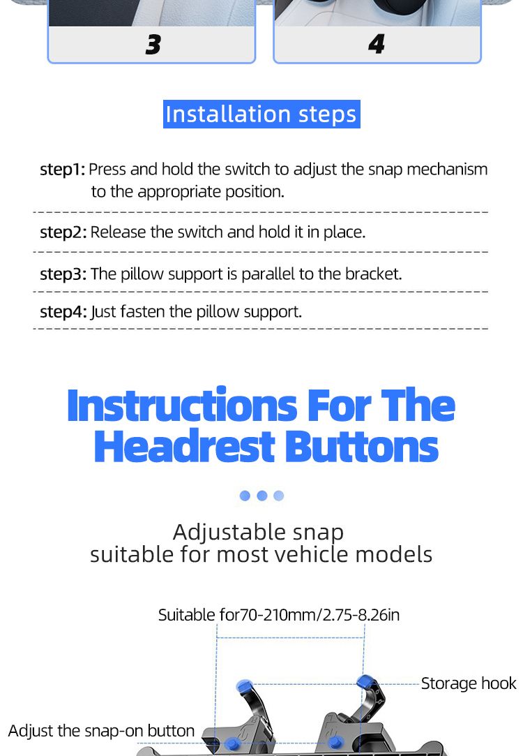 A 45D Slow-Rebound Space Memory Foam With Double Hooks For The Car Seat Side Sleeping Headrest_autovado.com