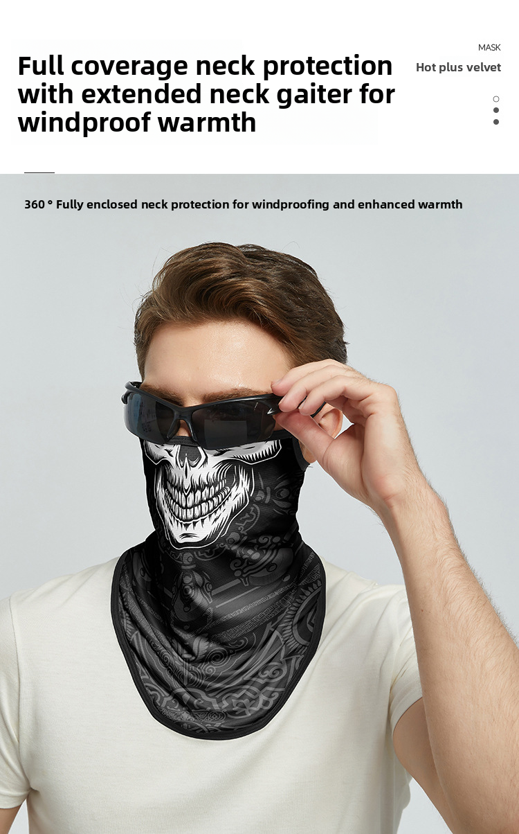 Winter Motorcycle Fleece-Lined Riding Mask Outdoor Bicycle Mountaineering Cold-Proof Ear-Hanging Triangle Scarf_autovado.com