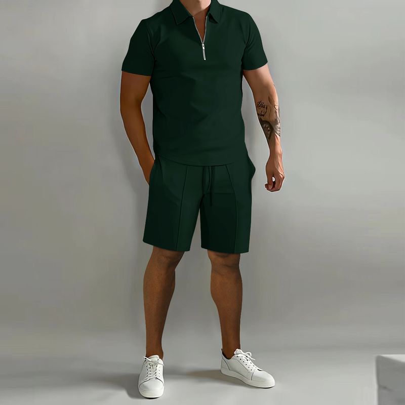 Men's Polo Casual Loose Short Sleeve Shorts Tracksuit_autovado.com