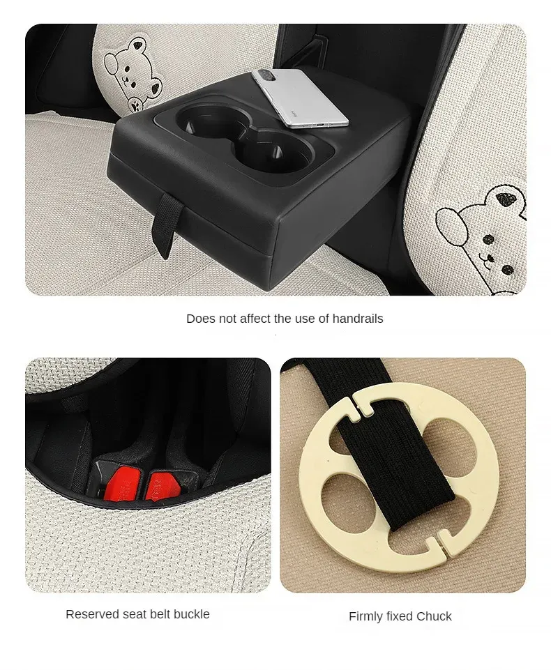 Fashion Linen Cartoon Bear Women's Cute Anti-slip Breathable Car Seat Protect Cushion Cover Universal_autovado.com