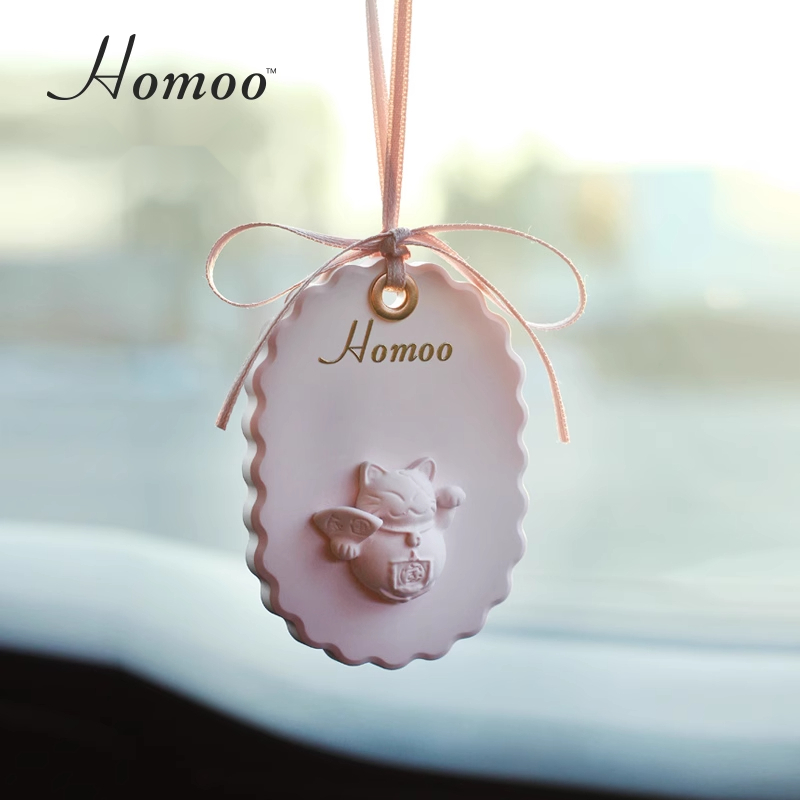 Homeo Wealth Cat Expanding Fragrance Stone Car Rearview Mirror Good Luck Jewelry Indoor Wardrobe Hanger Creative_autovado.com