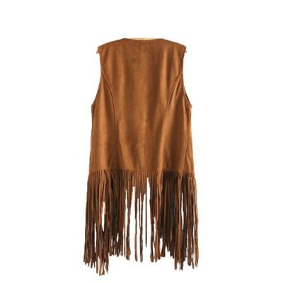 Slim slim sleeveless vest with fringe clip for women_autovado.com