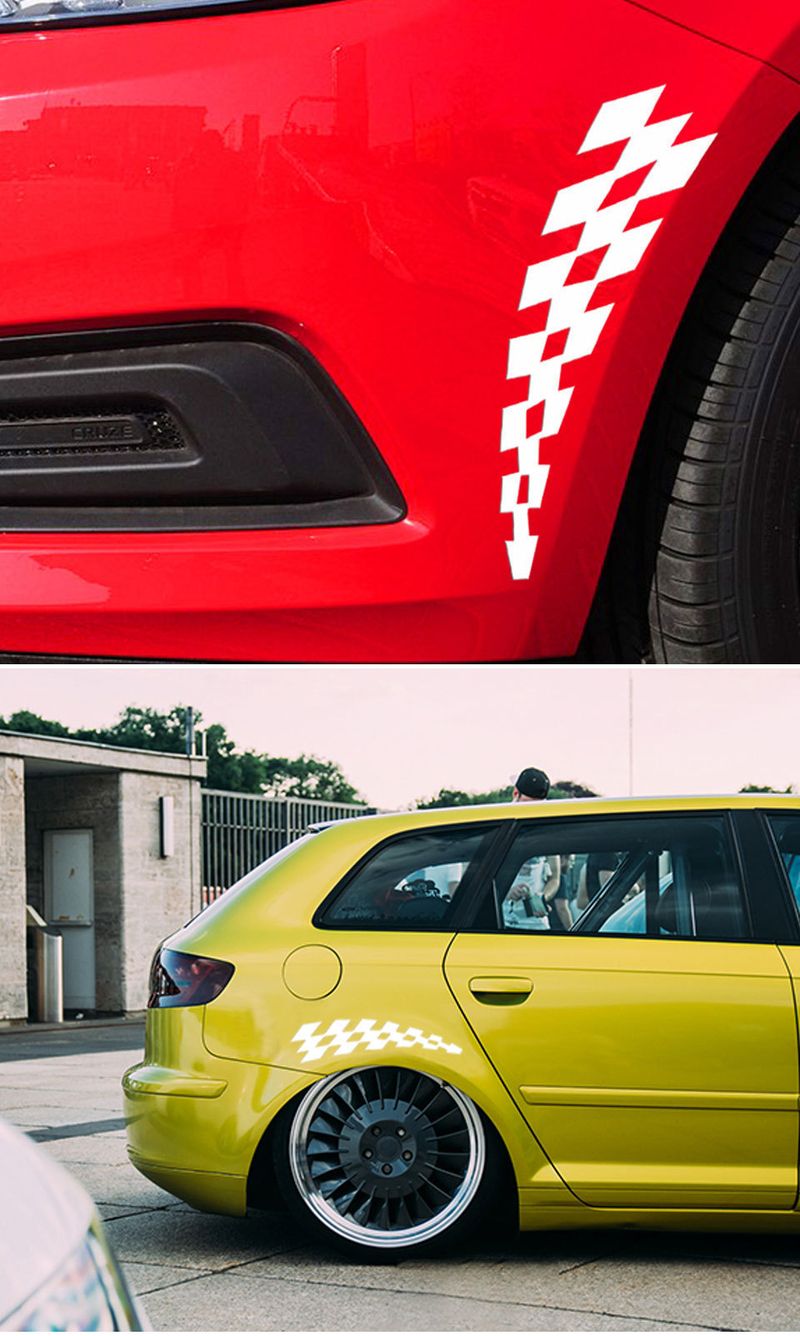 New Product Grid Flag Arch Reflective Scratch Blocking Long Strip Car Wheel Sticker Matching_autovado.com