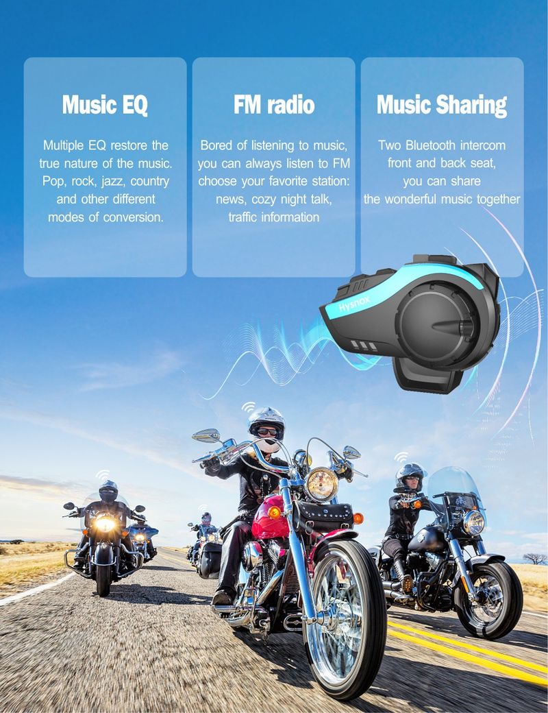 Classic cross-border HY02 helmet headset motorcycle helmet bluetooth headset helmet bluetooth headset 6 people 2K meters_autovado.com