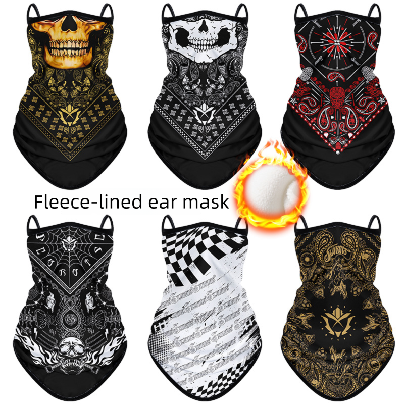 Winter Motorcycle Fleece-Lined Riding Mask Outdoor Bicycle Mountaineering Cold-Proof Ear-Hanging Triangle Scarf_autovado.com