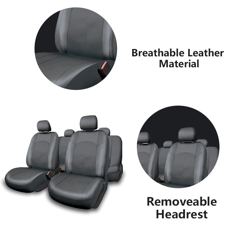 Five seat car seat cover PU leather color line universal four seasons_autovado.com