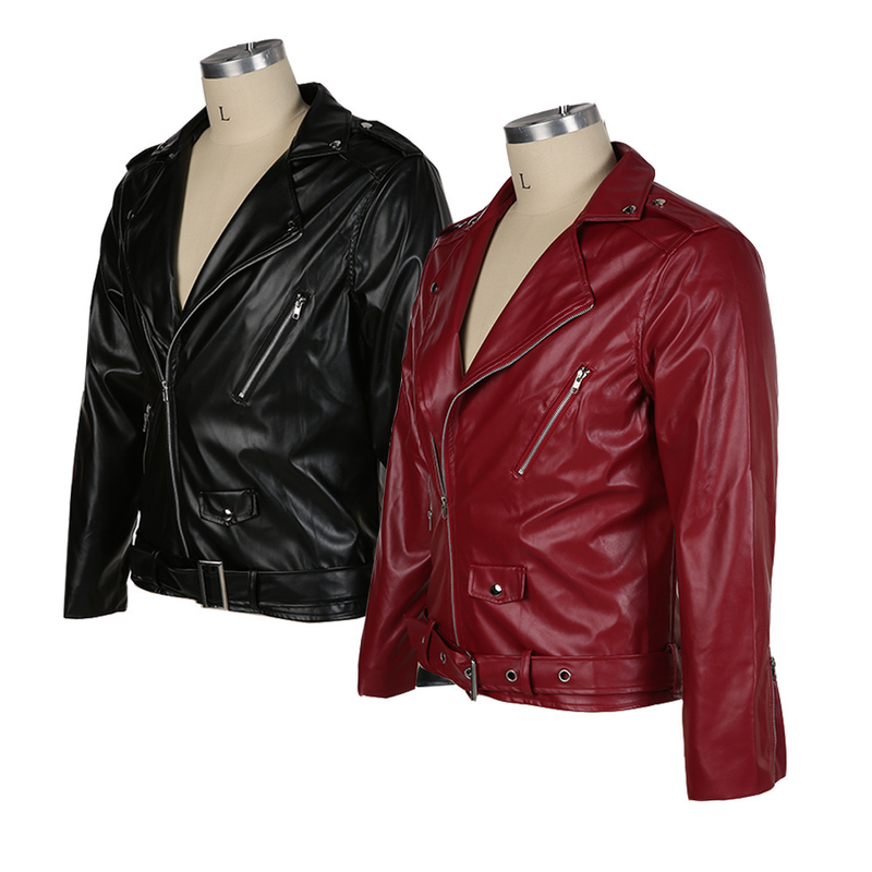 Men's autumn and winter new leather jacket with fashionable lapel zipper motorcycle leather jacket_autovado.com