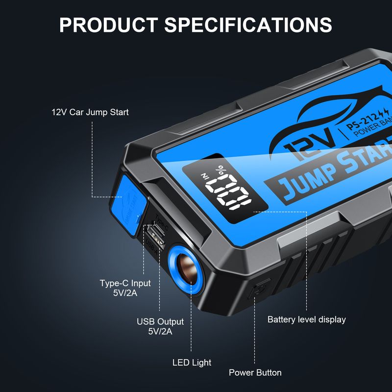 Hot-Selling Emergency Jump Starter Power Bank 12V 5000A Large Capacity Car Battery Ignition Tool_autovado.com