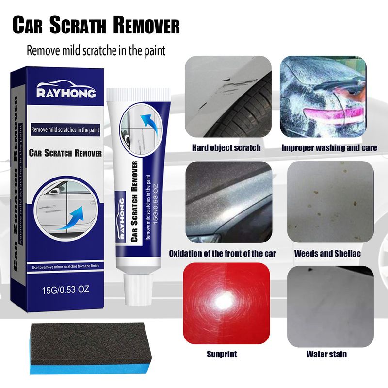 Rayhong 2pcs/set Car Scratch Remover, Demarking Abrasives Polishing Paint Retouching Paint Scratches Wax Scratches_autovado.com