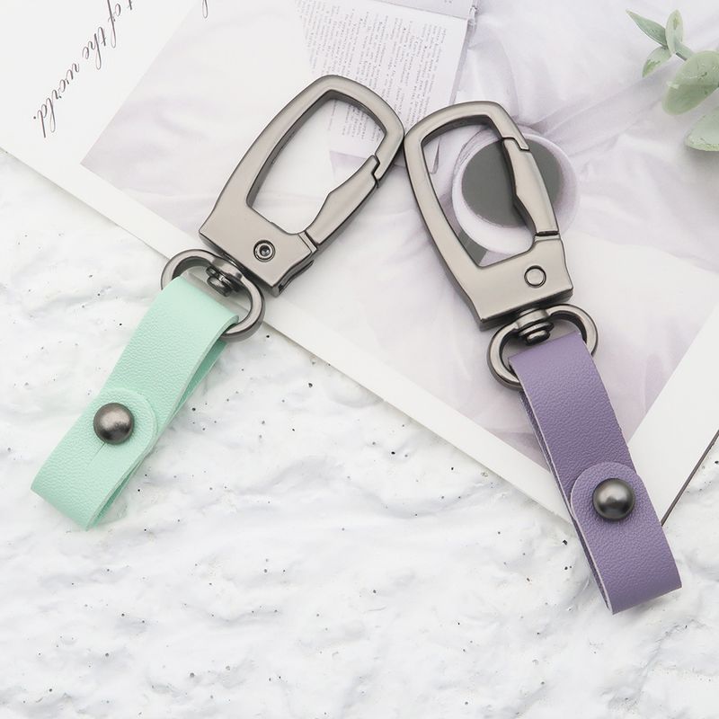 Square Metal Car Keychain Pendant Creative Simple Keychain Men's And Women's Leather Waist Keychain Accessories_autovado.com