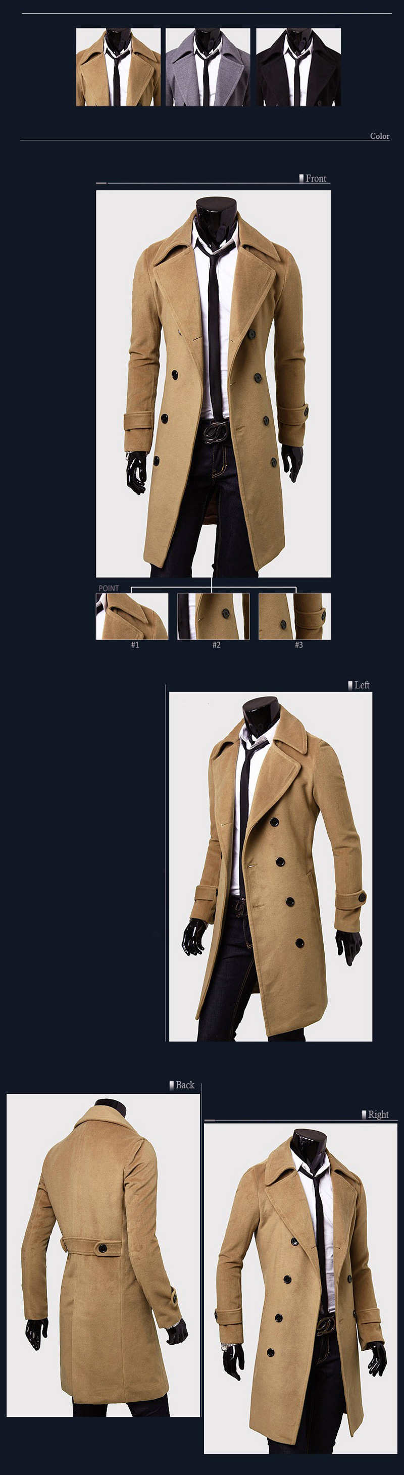 Men's autumn and winter long double-breasted trench coat men's woolen coat slim tweed coat men_autovado.com
