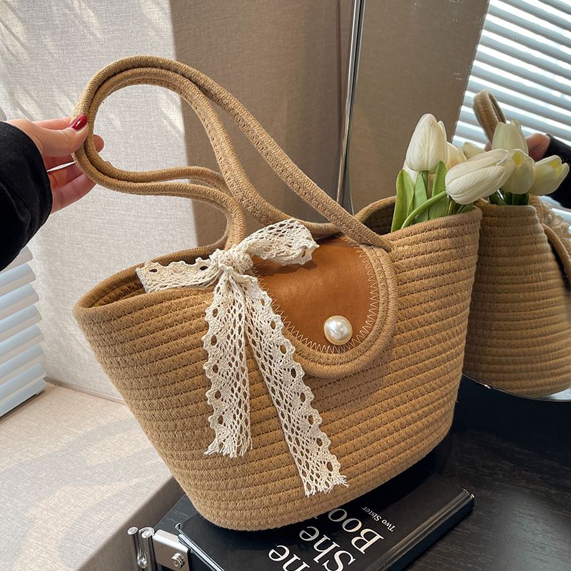 Chic Handbags 2024 New Woven Holiday Shoulder Bag Fashionable and Versatile Large-capacity Tote Bag Beach Bucket Bag_autovado.com